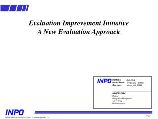 Evaluation Improvement Initiative A New Evaluation Approach