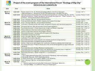 Project of the event program of the International Forum “Ecology of Big City”