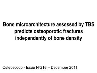 Osteoscoop - Issue N°216 – December 2011