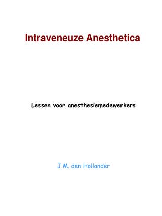 Intraveneuze Anesthetica