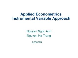 Applied Econometrics Instrumental Variable Approach