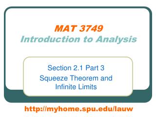 MAT 3749 Introduction to Analysis