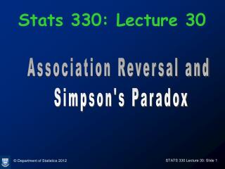 Stats 330: Lecture 30