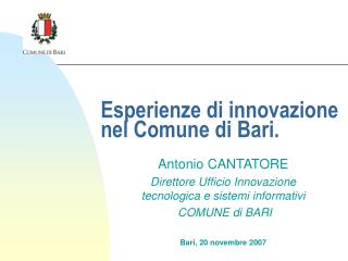 Esperienze di innovazione nel Comune di Bari.