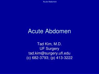 Acute Abdomen