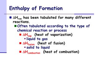 Enthalpy of Formation