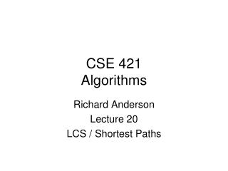 CSE 421 Algorithms