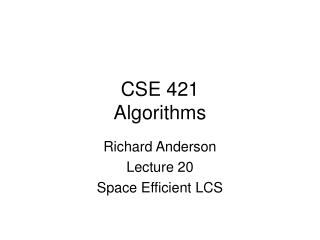 CSE 421 Algorithms