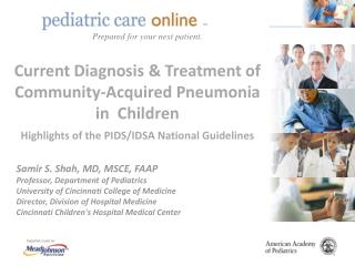 Current Diagnosis &amp; Treatment of Community-Acquired Pneumonia in Children