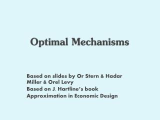 Optimal Mechanisms