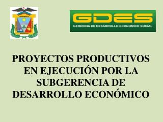 PROYECTOS PRODUCTIVOS EN EJECUCIÓN POR LA SUBGERENCIA DE DESARROLLO ECONÓMICO