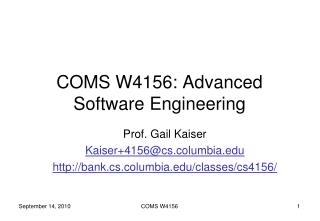 COMS W4156: Advanced Software Engineering