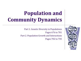 Population and Community Dynamics