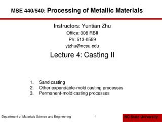 MSE 440/540: Processing of Metallic Materials