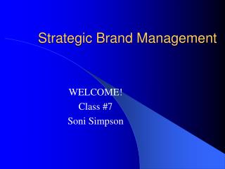 Strategic Brand Management