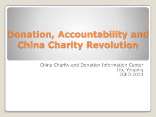 Donation, Accountability and China Charity Revolution