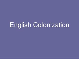 English Colonization