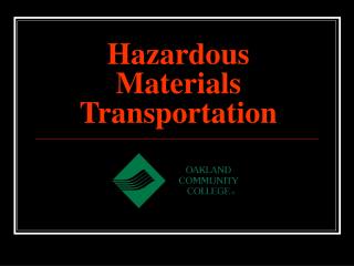 Hazardous Materials Transportation