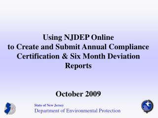 State of New Jersey Department of Environmental Protection