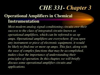 CHE 331- Chapter 3