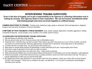 INTERVIEWING TRAUMA SURVIVORS