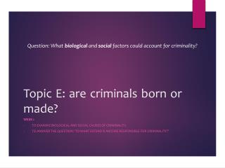 Topic E: are criminals born or made?