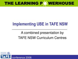 Implementing UBE in TAFE NSW