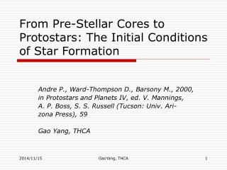 From Pre-Stellar Cores to Protostars: The Initial Conditions of Star Formation