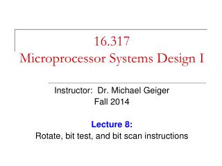 16.317 Microprocessor Systems Design I