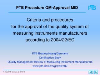 PTB Procedure QM-Approval MID
