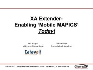XA Extender- Enabling ‘Mobile MAPICS’ Today!