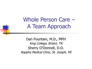 Whole Person Care – A Team Approach