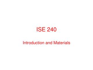 ISE 240