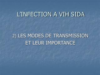 L’INFECTION A VIH SIDA