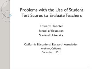 Problems with the Use of Student Test Scores to Evaluate Teachers