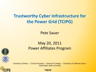TCIPG Seminar Series on Technologies for a Resilient Power Grid