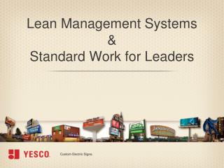 Lean Management Systems & Standard Work for Leaders