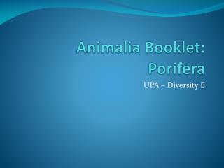 Animalia Booklet: Porifera