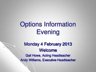 Options Information Evening