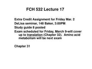 FCH 532 Lecture 17