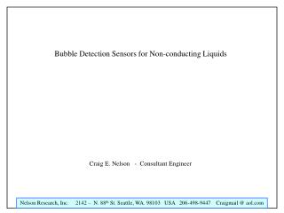 Bubble Detection Sensors for Non-conducting Liquids