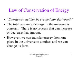 Law of Conservation of Energy