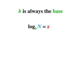 b is always the base 			 log b N = x