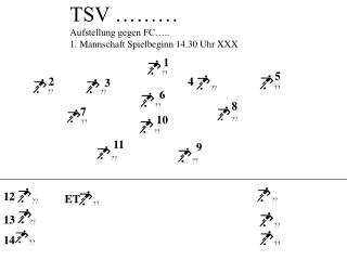 TSV ……… Aufstellung gegen FC….. 1. Mannschaft Spielbeginn 14.30 Uhr XXX