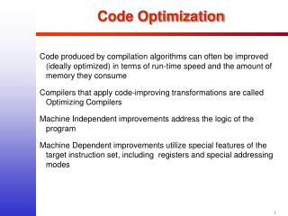 Code Optimization