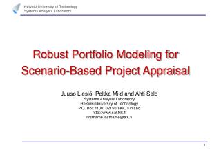 Robust Portfolio Modeling for Scenario-Based Project Appraisal