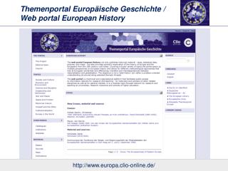 Themenportal Europäische Geschichte / Web portal European History