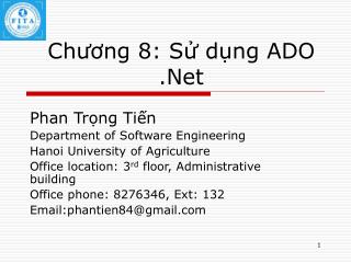 Chương 8: Sử dụng ADO .Net