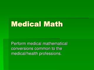 Medical Math