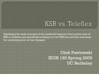 KSR vs. Teleflex